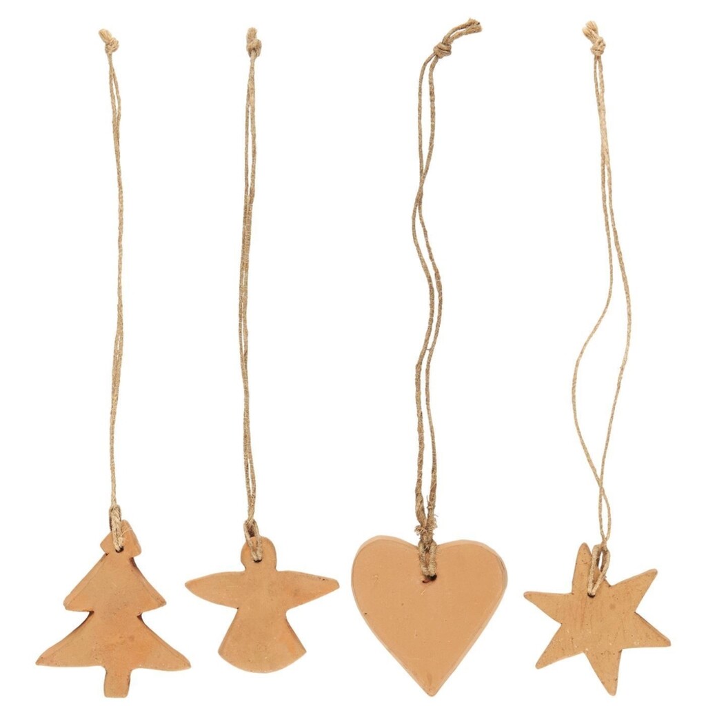 IB Laursen Weihnachtsschmuck Aufhänger im 4er-Set aus handgefertigtem Ton online kaufen bei SKANDEKO