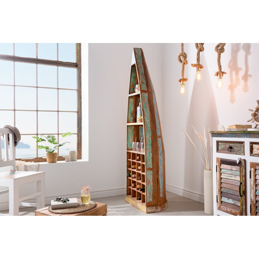 Invicta Interior Weinregal & Stiefelregal Borneo 190cm | Recyceltes Mangoholz online kaufen bei SKANDEKO (Ansicht 2)