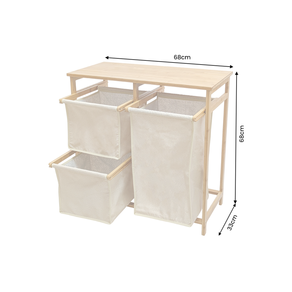 Wäschekorb LAGOON SPA 70cm Bambus mit 3 Wäschesäcken