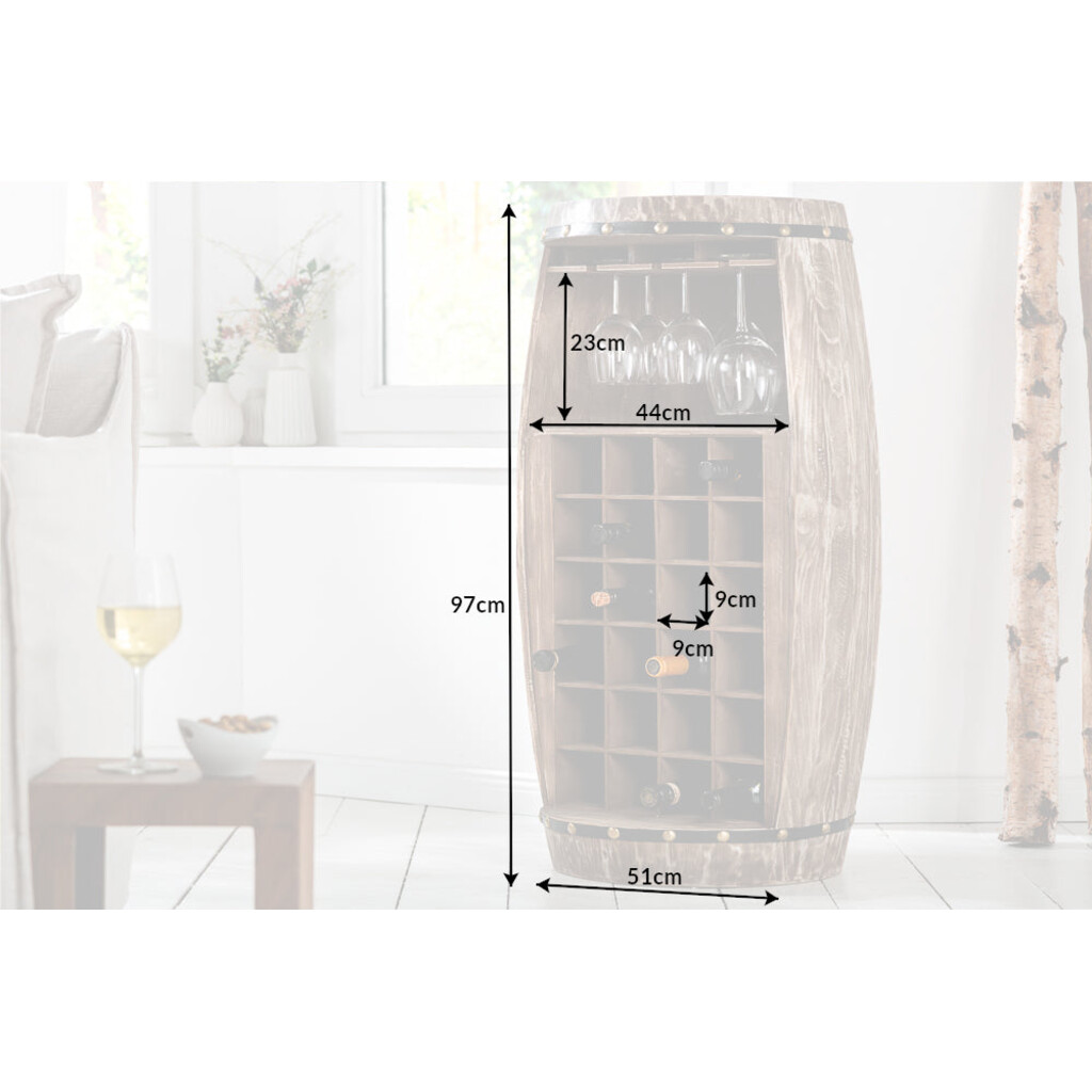 Weinregal halb BODEGA 100cm für 24 Flaschen Massivholz Tannenholz natur