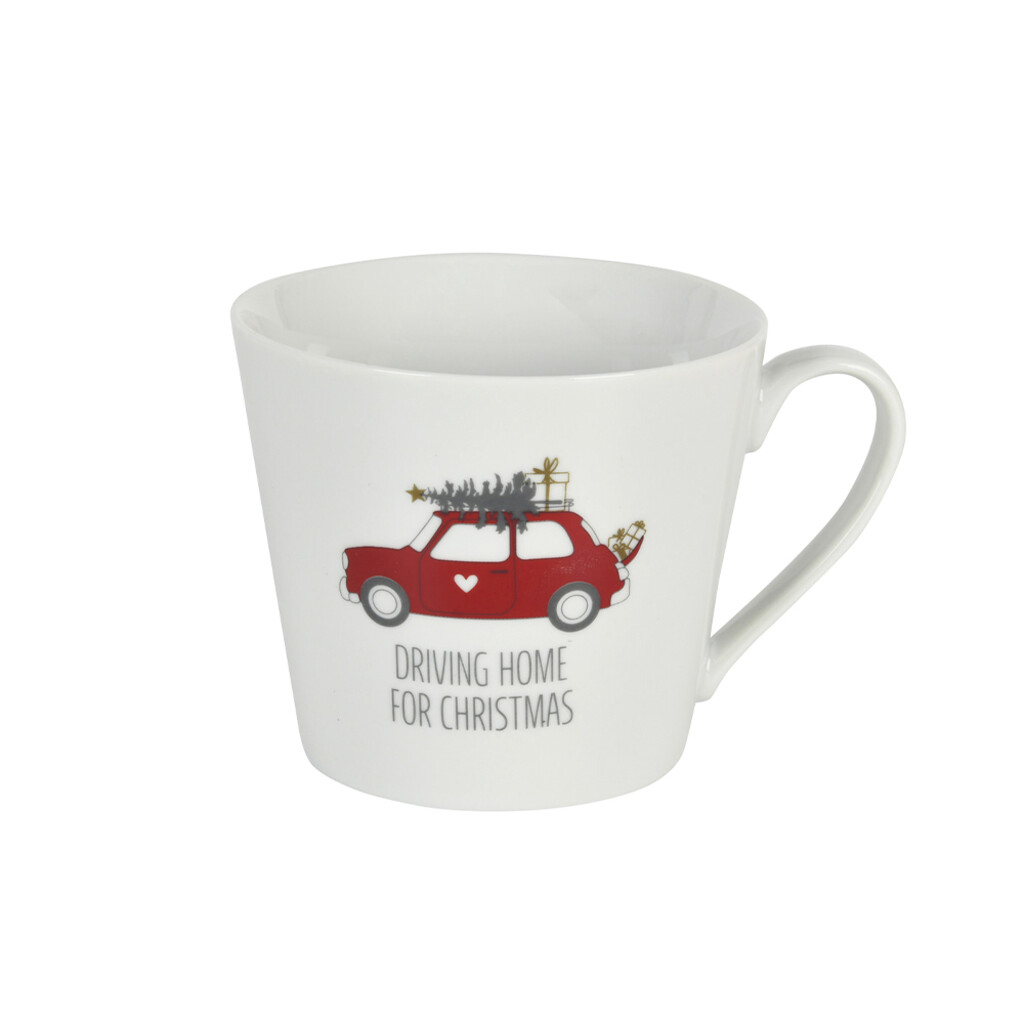 Krasilnikoff Happy Cup Becher mit Henkel, Driving Home for Christmas online kaufen bei SKANDEKO