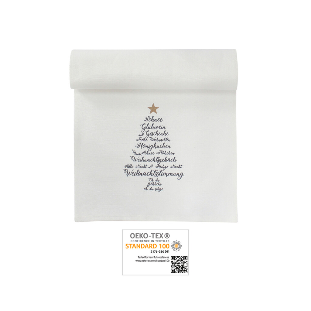 Krasilnikoff Tischläufer Christmas Words, Weiß online kaufen bei SKANDEKO