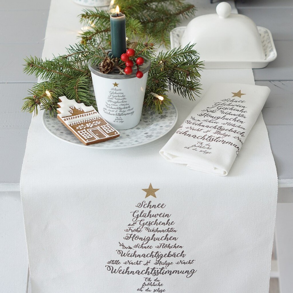 Krasilnikoff Tischläufer Christmas Words, Weiß online kaufen bei SKANDEKO (Ansicht 2)