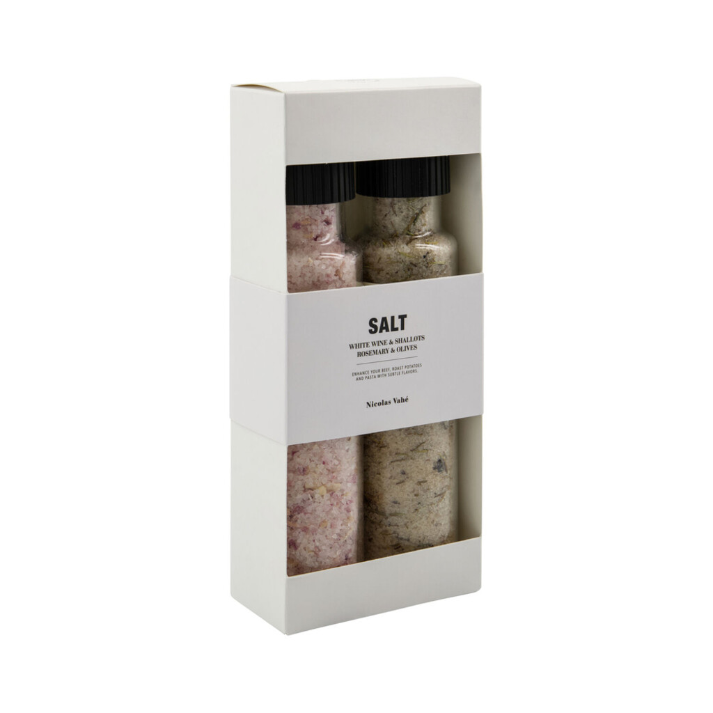Nicolas Vahé Geschenkbox Salz Weißwein &amp; Schalotte + Rosmarin &amp; Olive online kaufen bei SKANDEKO