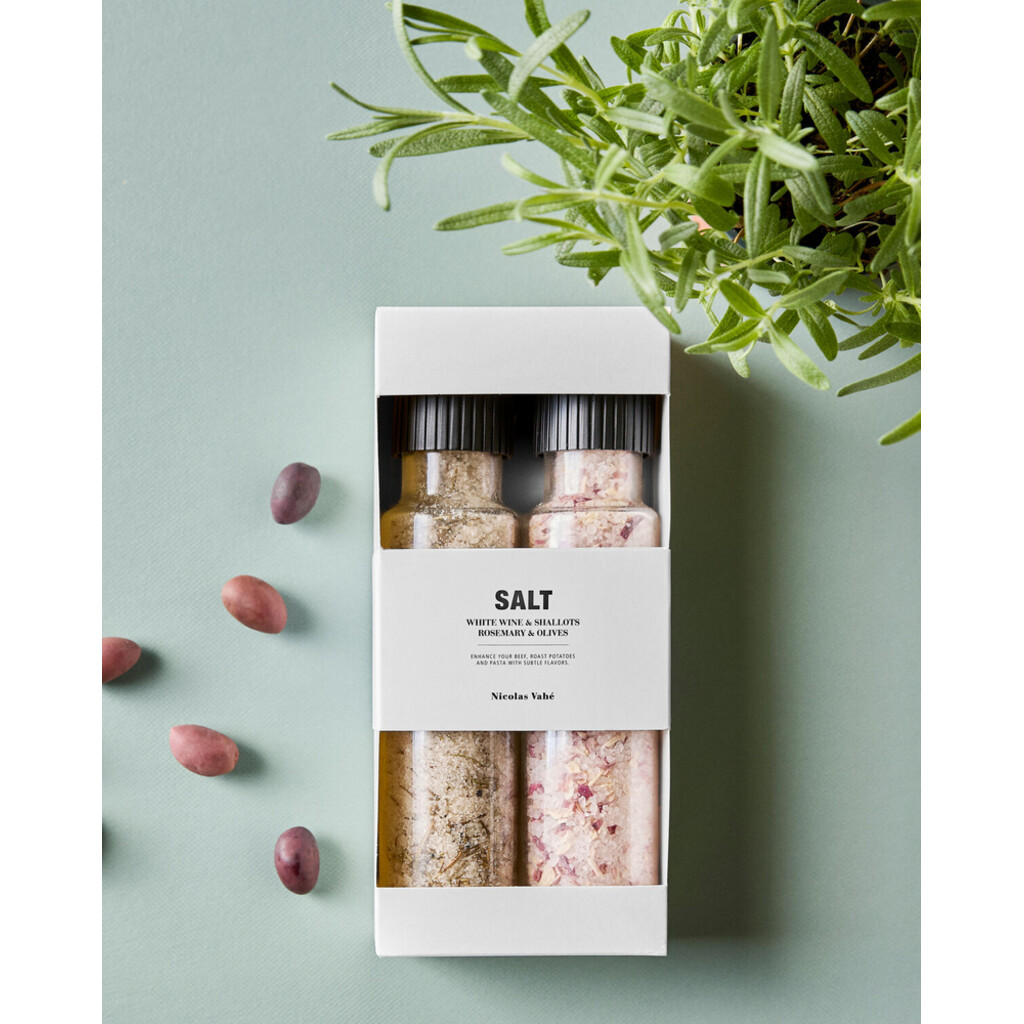Nicolas Vahé Geschenkbox Salz Weißwein & Schalotte + Rosmarin & Olive