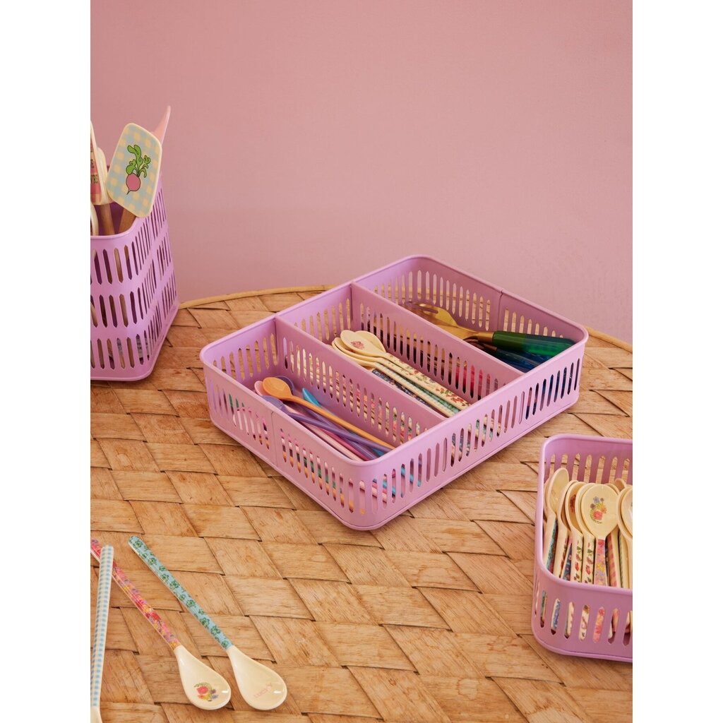 Besteck Korb aus Metall, pink