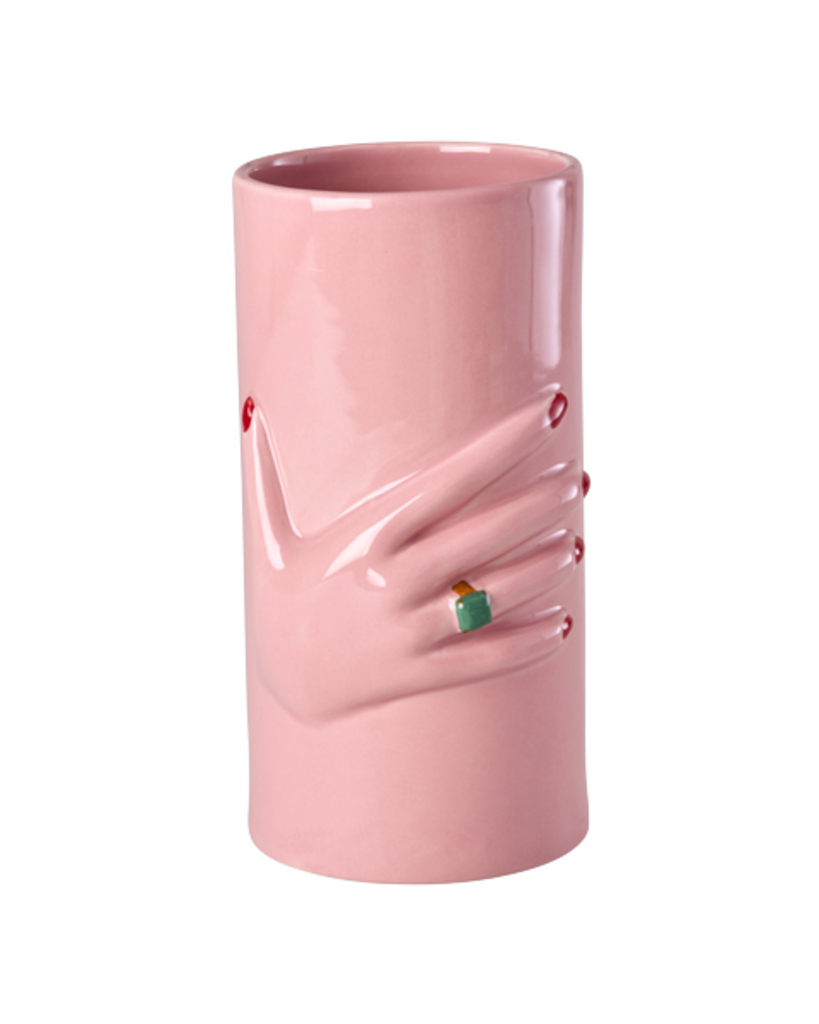 RICE Keramikvase Pink mit Handbemalung online kaufen bei SKANDEKO