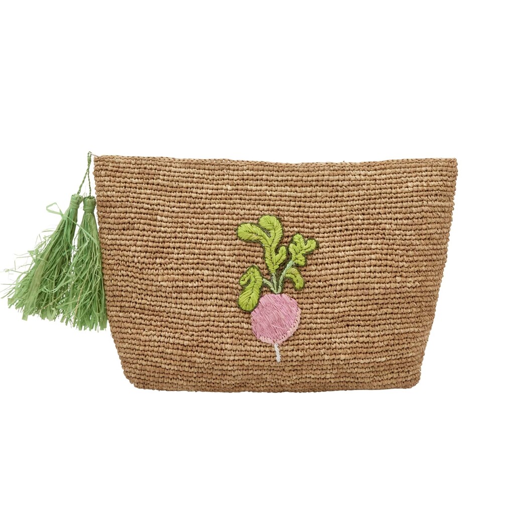 Große Raffia Handtasche Radieschen