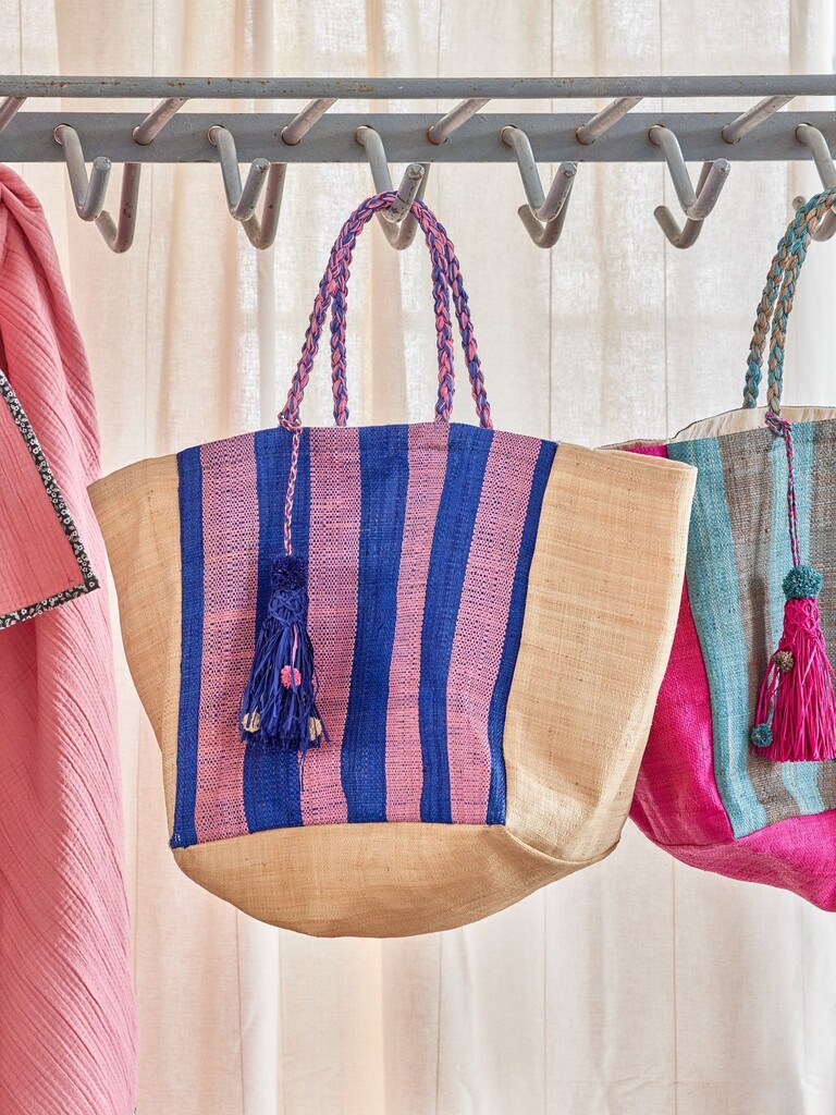 RICE Große Raffia Schopping Tasche Bunte Streifen online kaufen bei SKANDEKO (Ansicht 2)