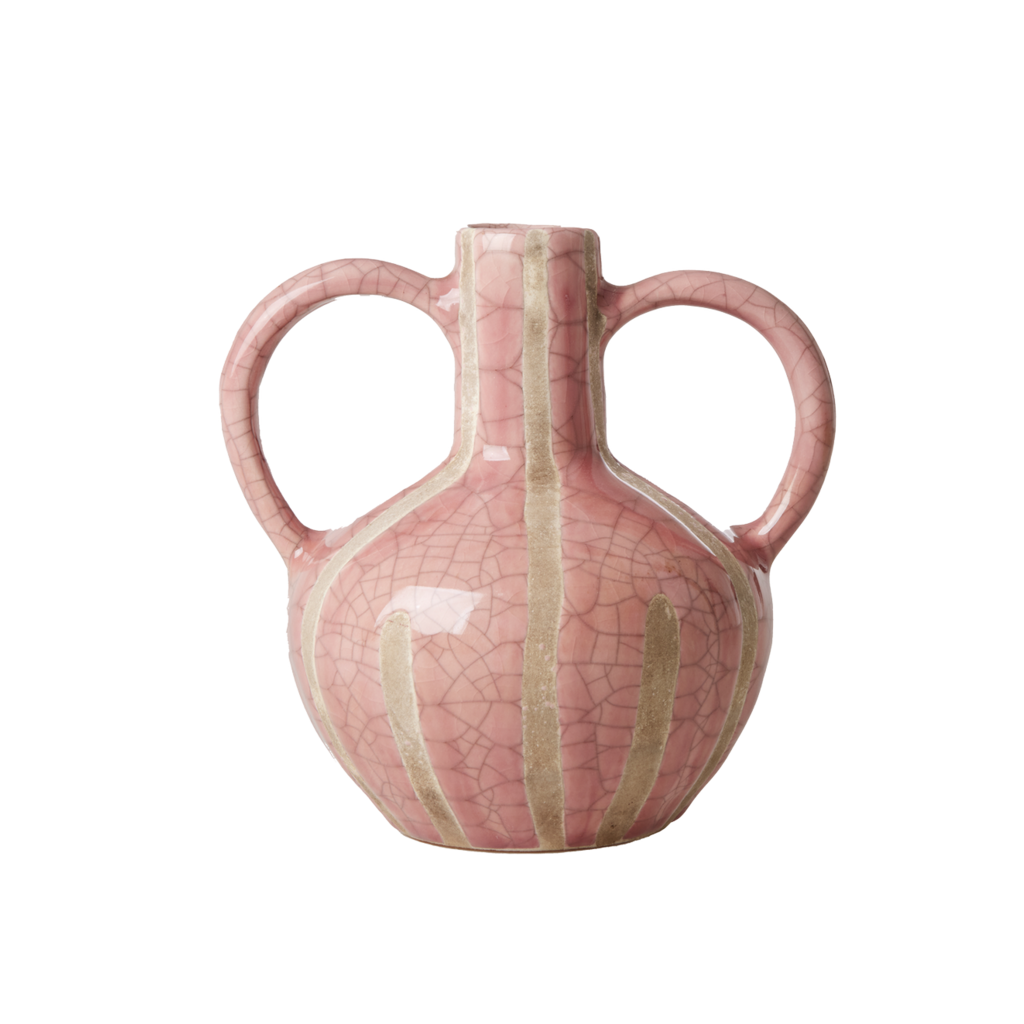RICE Handbemalte Keramik Vase Hellrosa online kaufen bei SKANDEKO