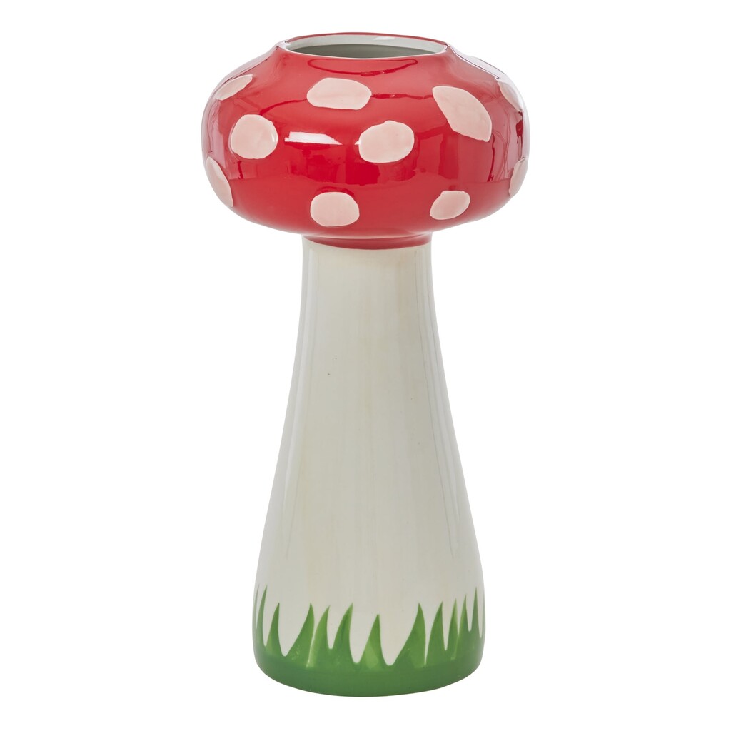 Handbemalte Pilz Keramik Vase