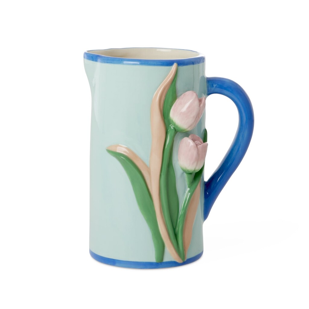 RICE Handbemalter Keramik Krug mit Tulpen online kaufen bei SKANDEKO