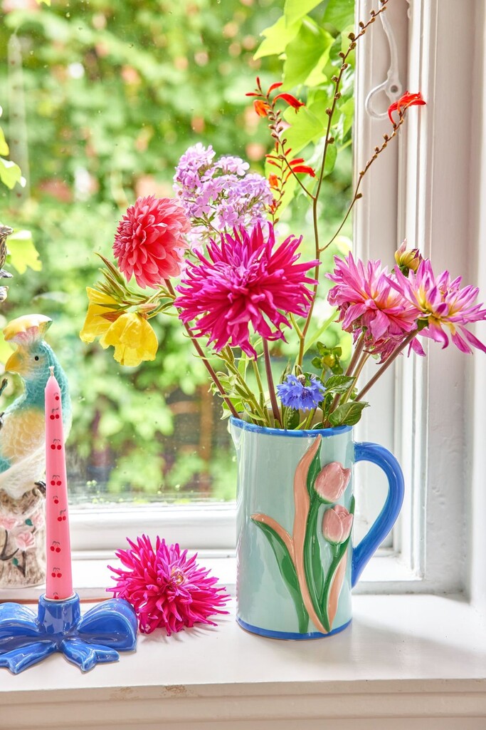 RICE Handbemalter Keramik Krug mit Tulpen online kaufen bei SKANDEKO (Ansicht 2)