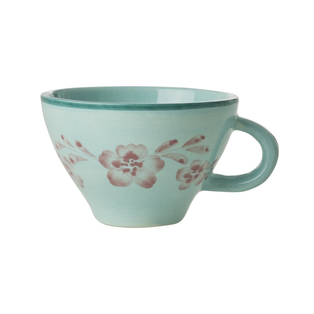 RICE Keramik Teetasse Handbemalt Blume Mint online kaufen bei SKANDEKO