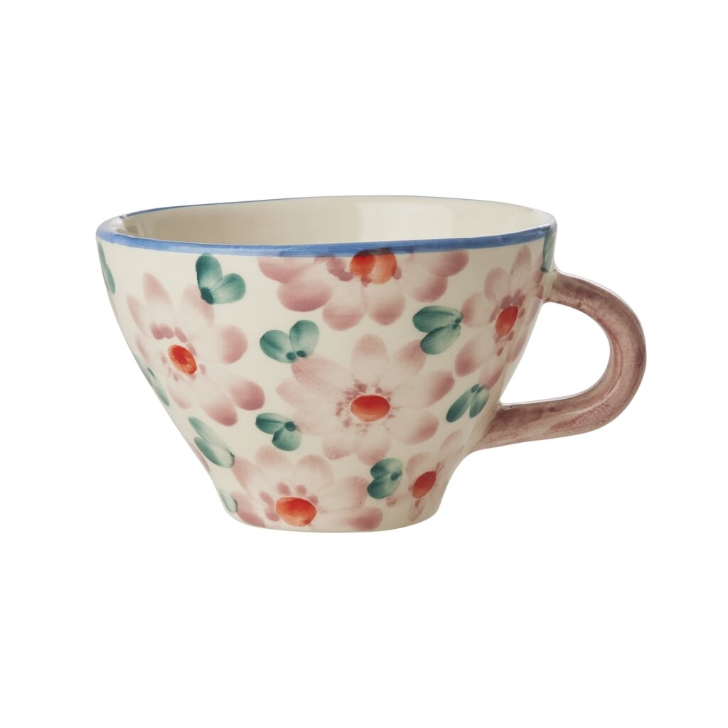 RICE Keramik Teetasse mit Handgemalten Blumen online kaufen bei SKANDEKO