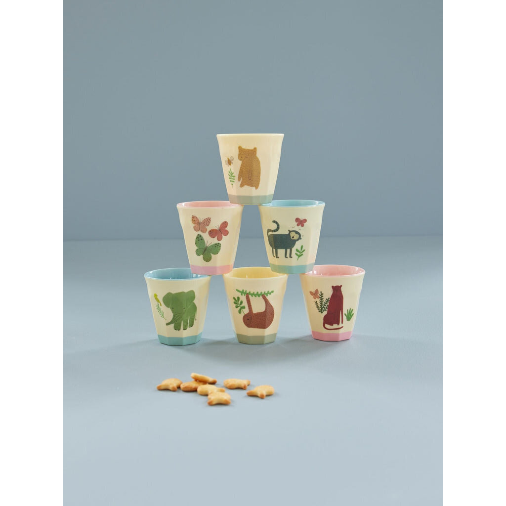 Kleine Melamin Becher Sweet Jungle Print - 6er Set