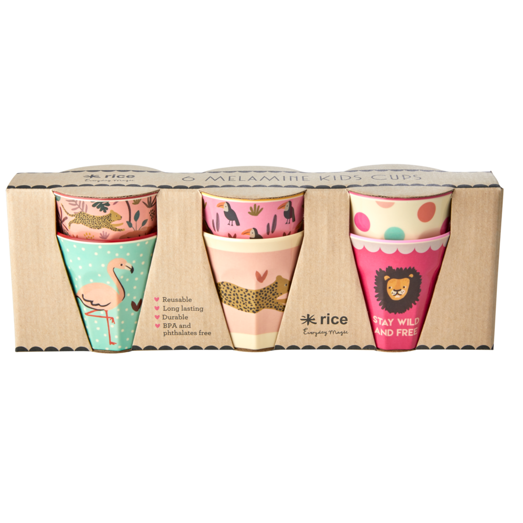 RICE Kleine Melamin Kinder Becher Jungle Animals 6er Pack online kaufen bei SKANDEKO