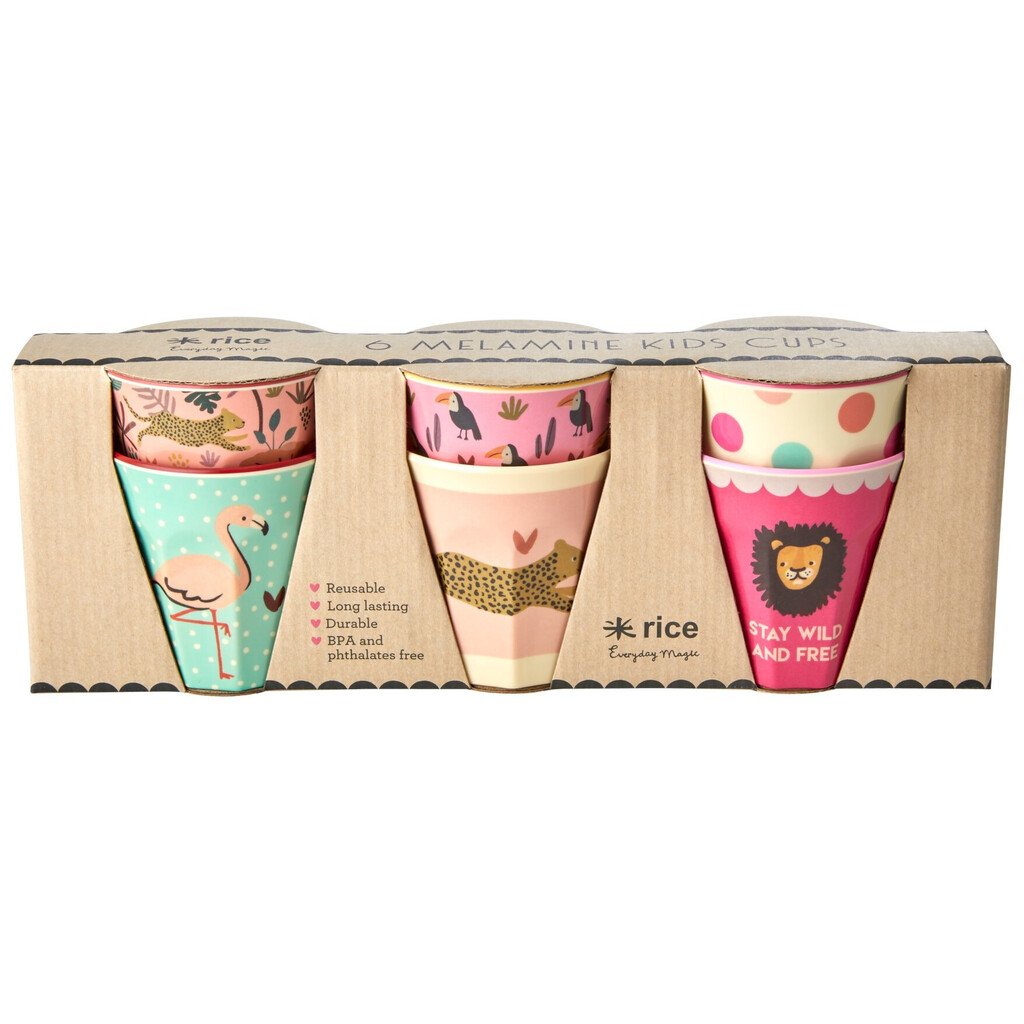 RICE Kleine Melamin Kinder Becher Jungle Animals 6er Pack online kaufen bei SKANDEKO