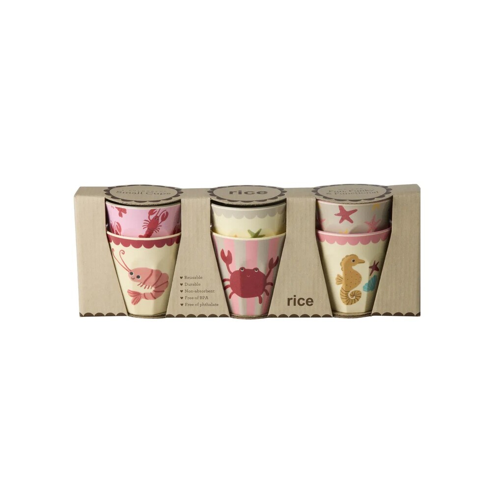 Kleine Melamin Kinder Becher Ocean Print - 6er Pack