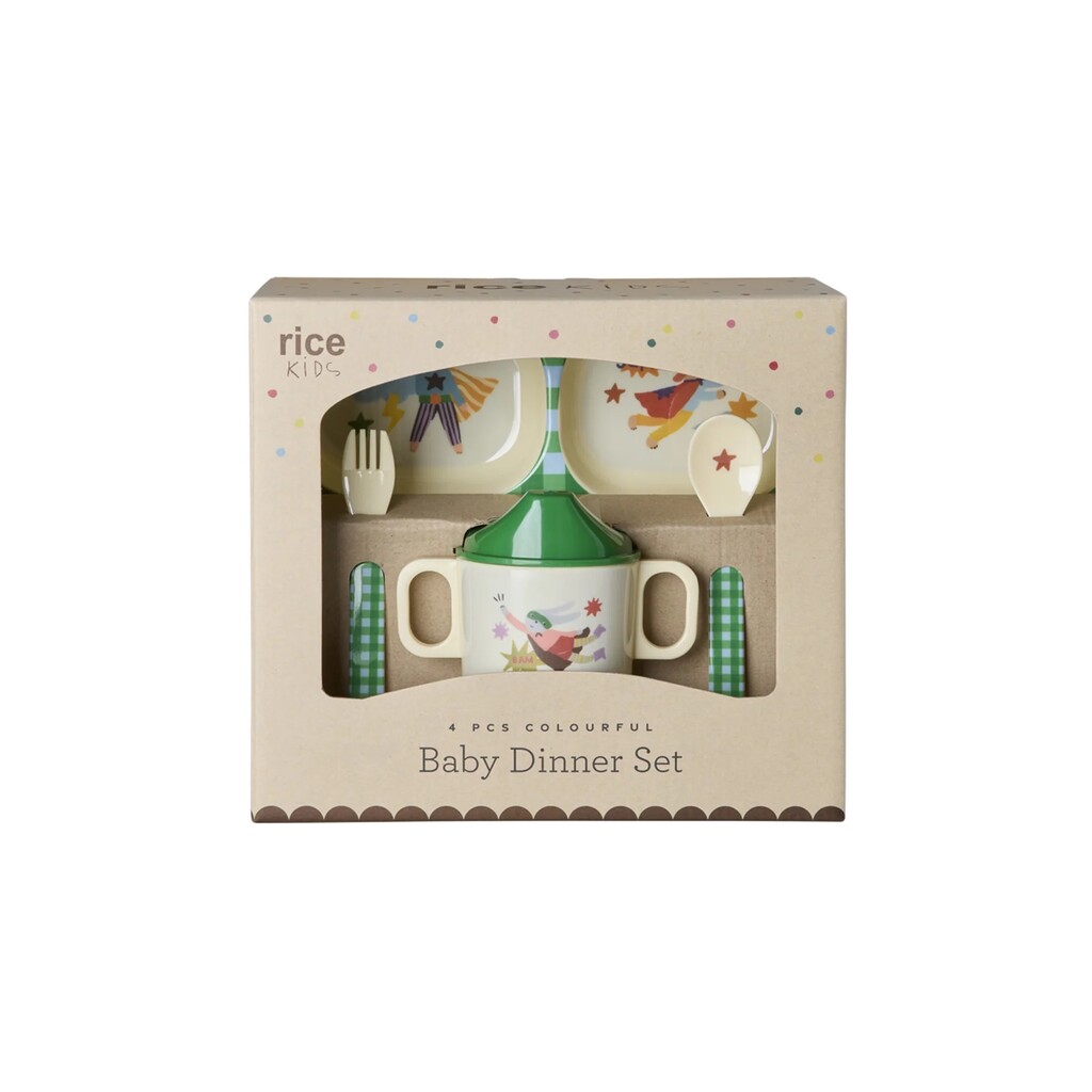 RICE Melamin Baby Dinner Set Hero in Geschenkbox online kaufen bei SKANDEKO