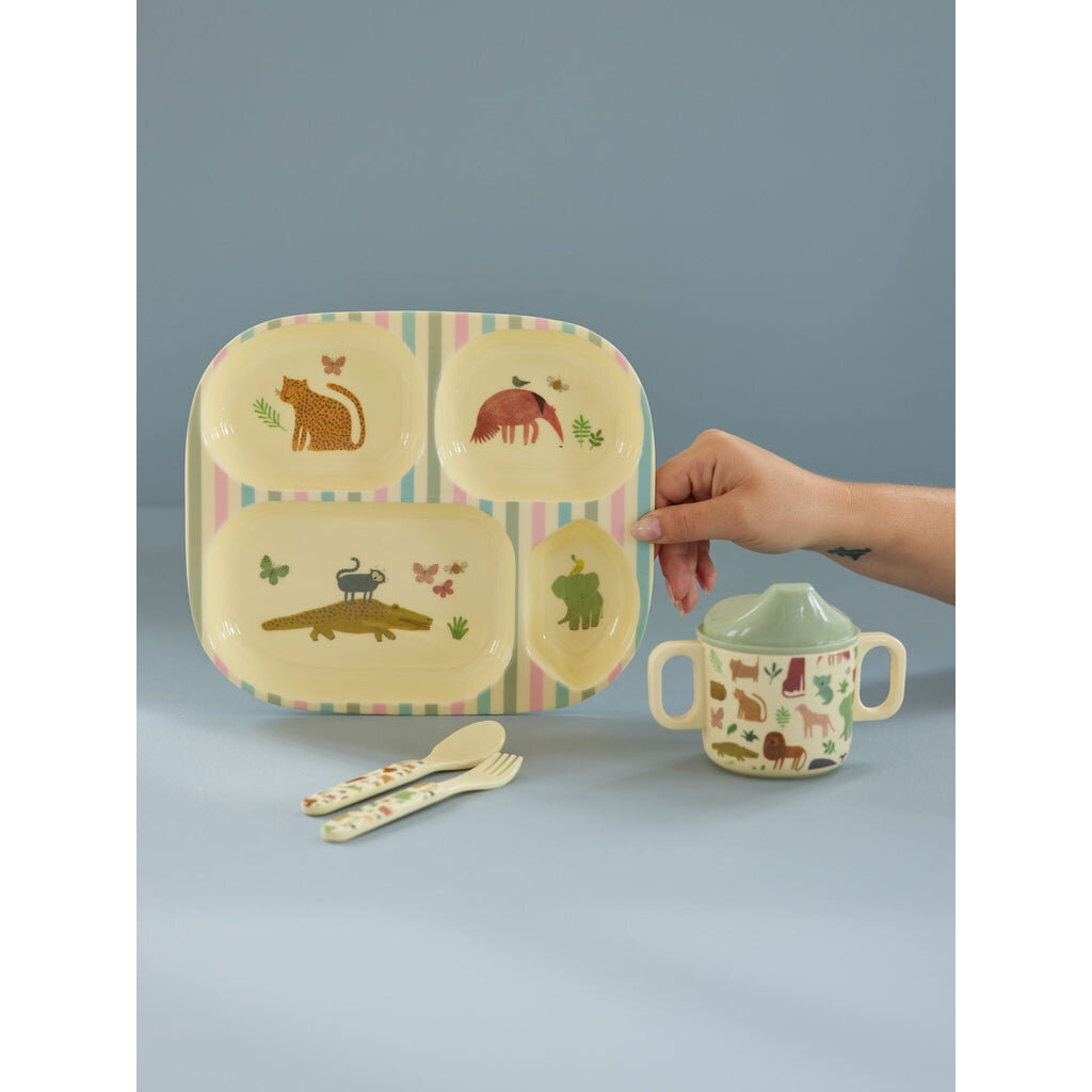 Melamin Baby-Geschirrset Crème Sweet Jungle Print