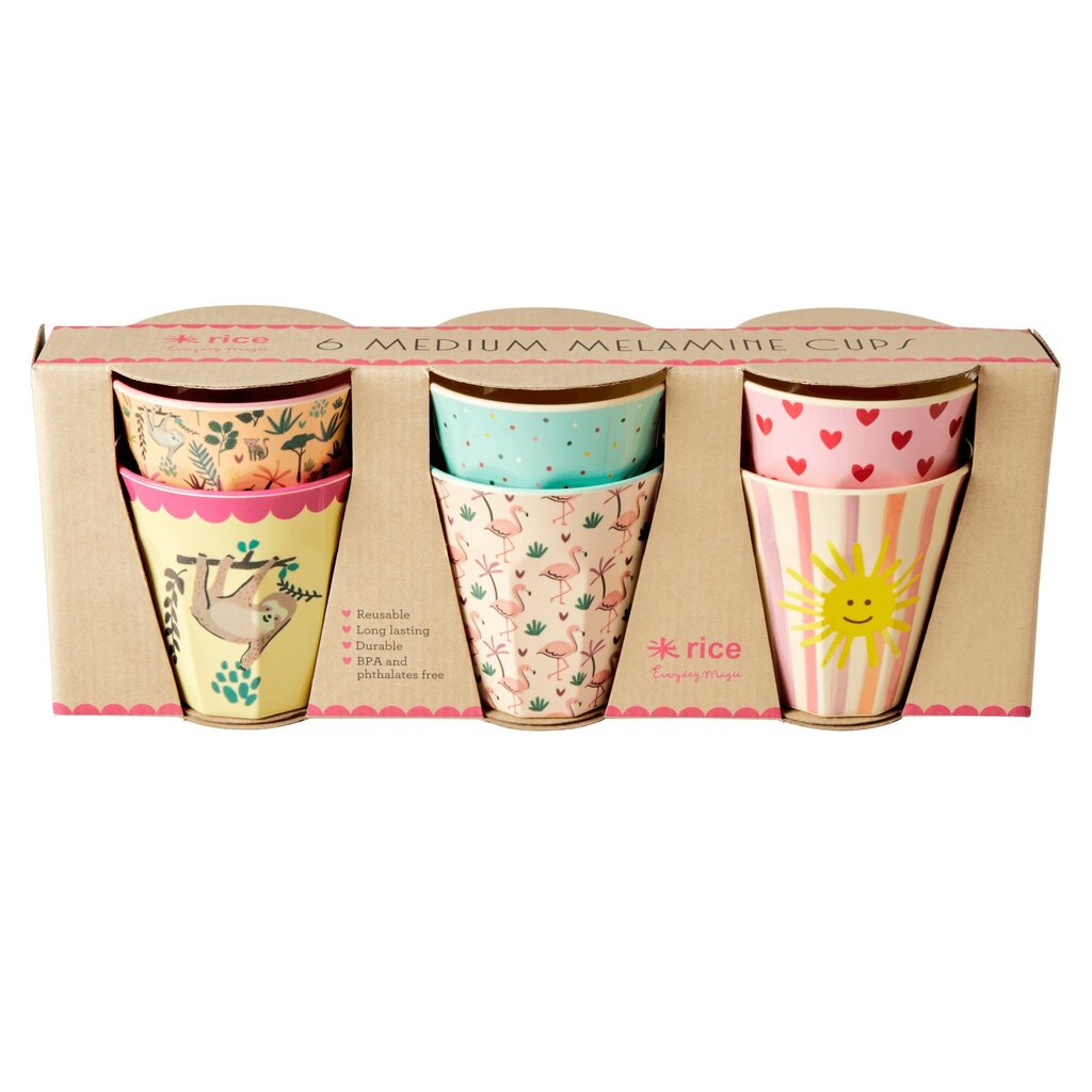 RICE Melamin Becher 6er-Set Funky Prints Pink online kaufen bei SKANDEKO