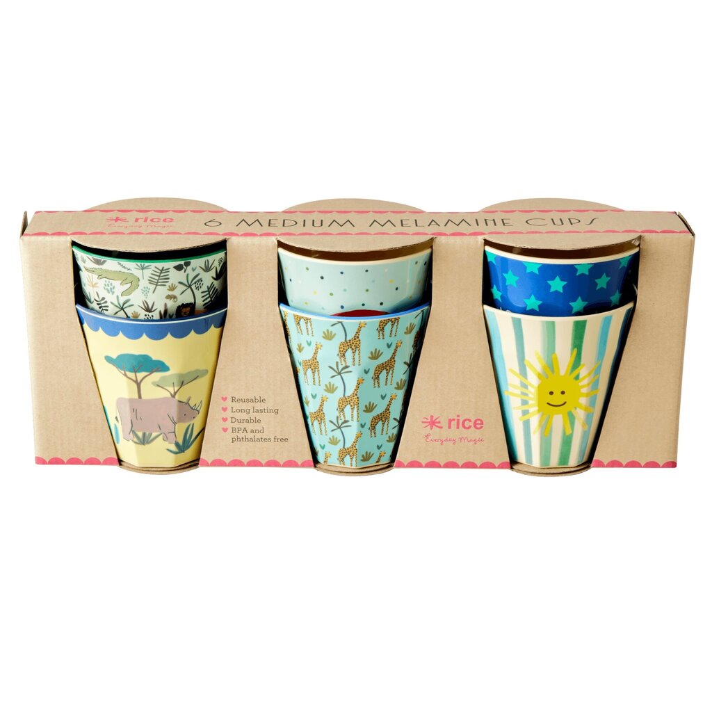 RICE Melamin Becher 6er-Set Funky Prints Blau online kaufen bei SKANDEKO