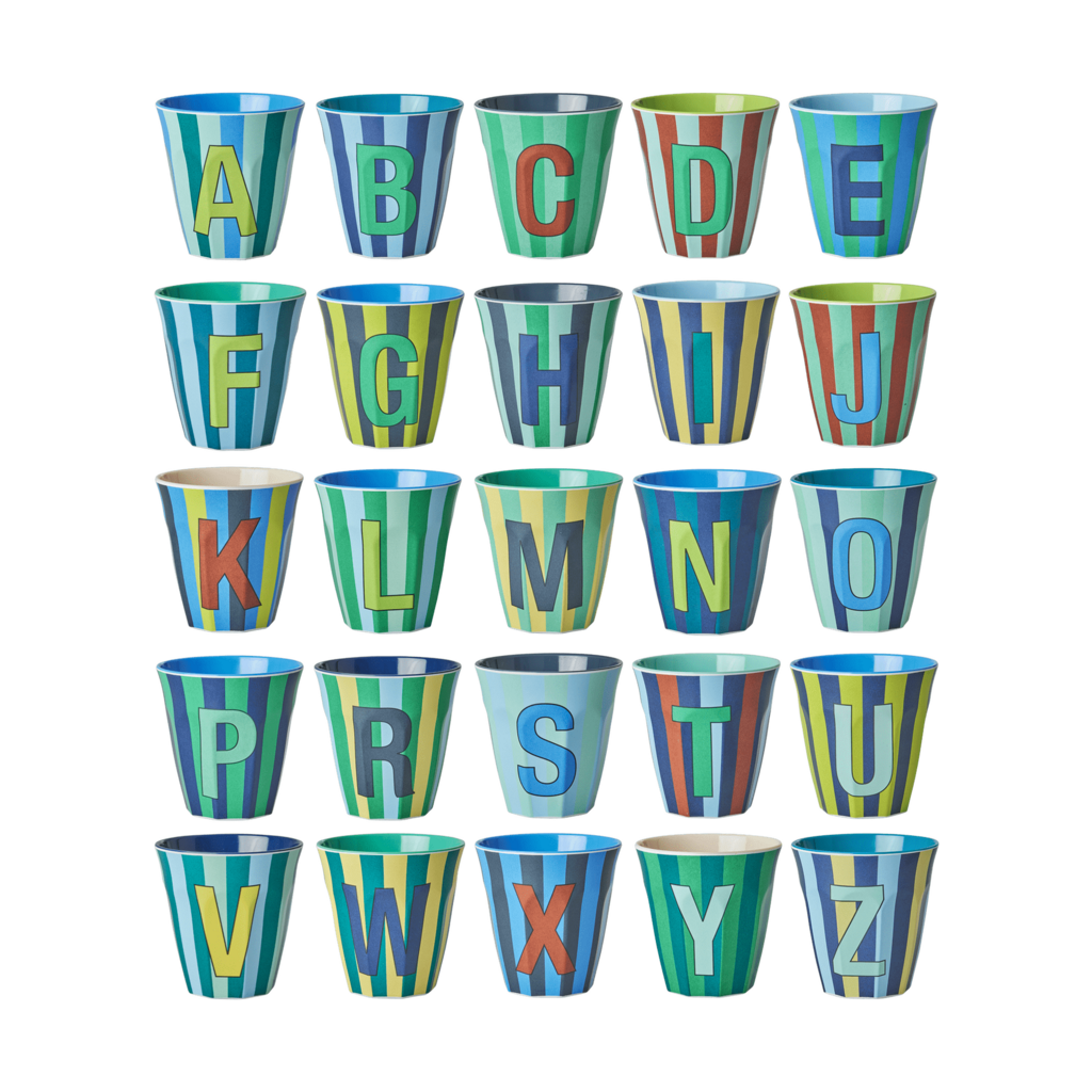 Melamin Buchstabenbecher gestreift