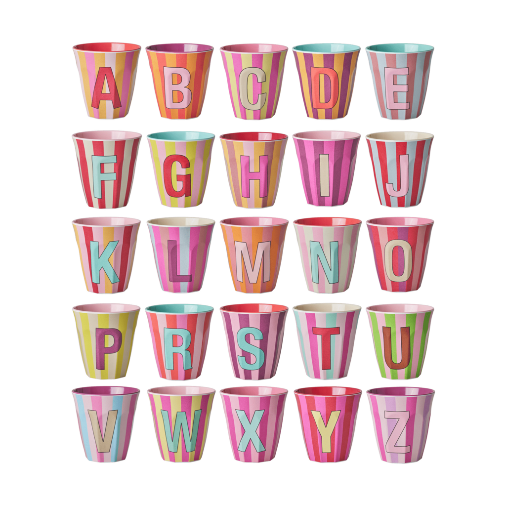 Melamin Buchstabenbecher gestreift