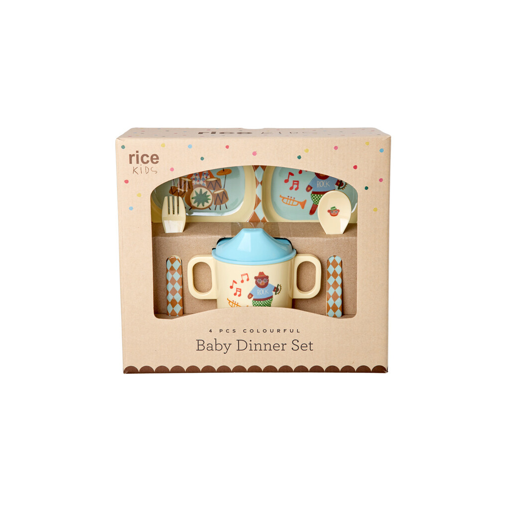 RICE Melamin Baby-Geschirrset Music Band in Geschenkbox, 4-teilig online kaufen bei SKANDEKO