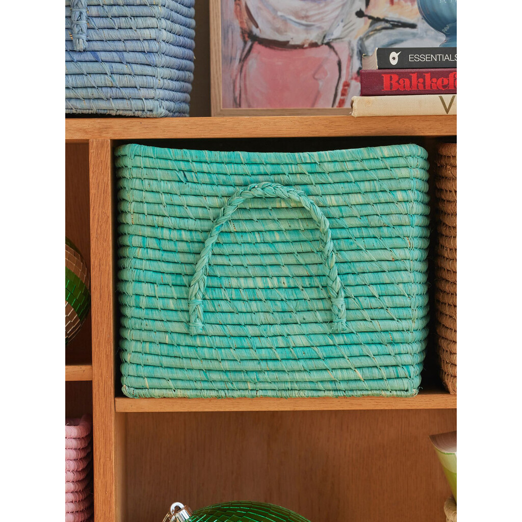 Quadratischer Raffia Aufbewahrungskorb