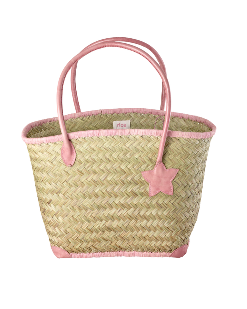 RICE Basttasche groß mit Ledergriffen