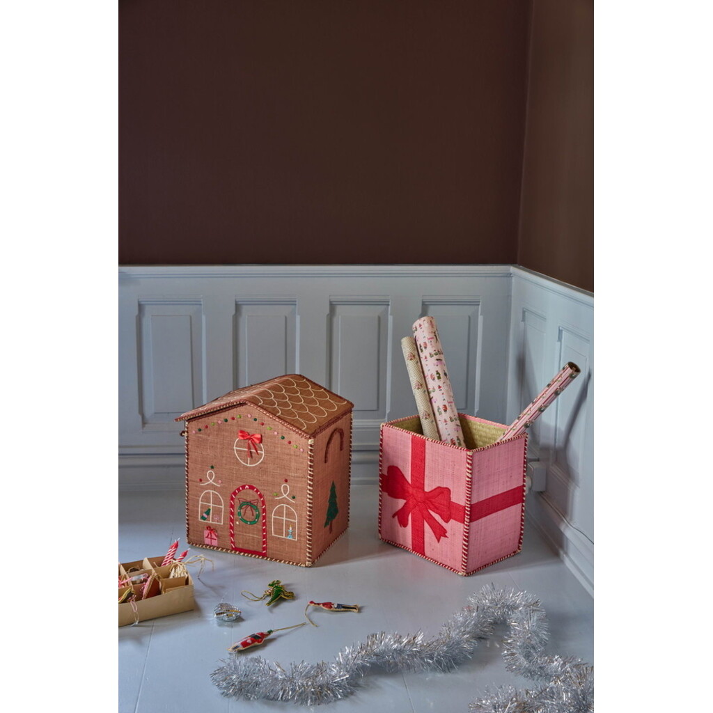 RICE Raffia Aufbewahrung Weihnachtskörbe Lebkuchenhaus &amp; Geschenkbox 2er-Set online kaufen bei SKANDEKO (Ansicht 2)