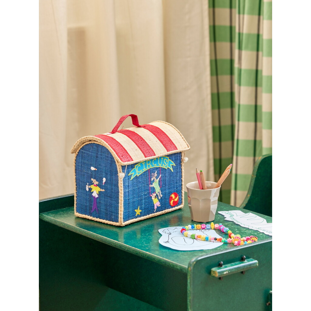 Raffia Kindertasche aus Bast mit bunten Motiven