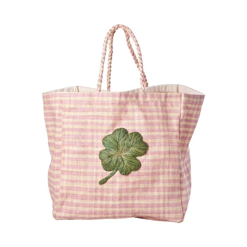 Raffia Shopping Tasche Karriert