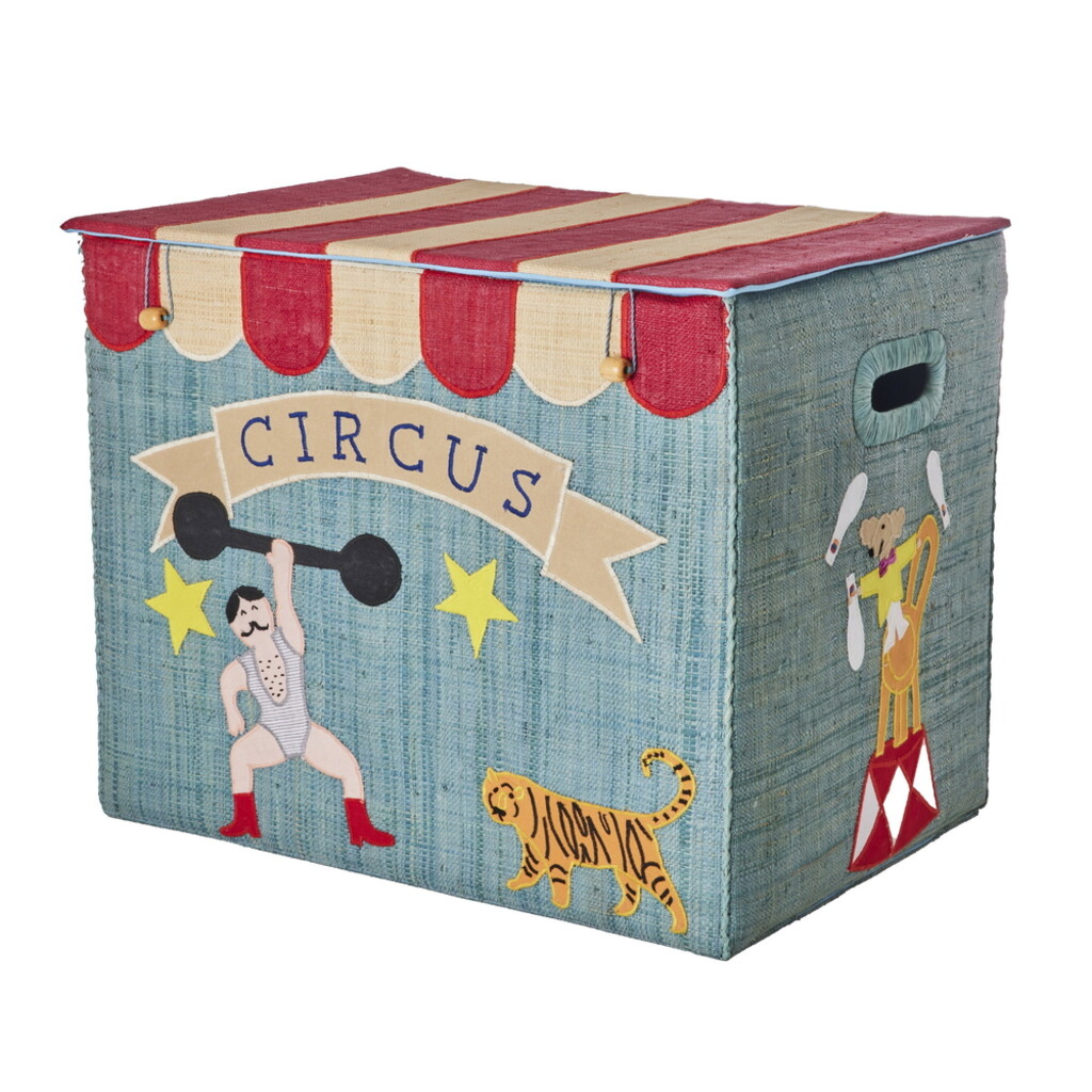 Raffia Aufbewahrungskorb Zirkus aus Bast, faltbar, z.B. für Spielzeug