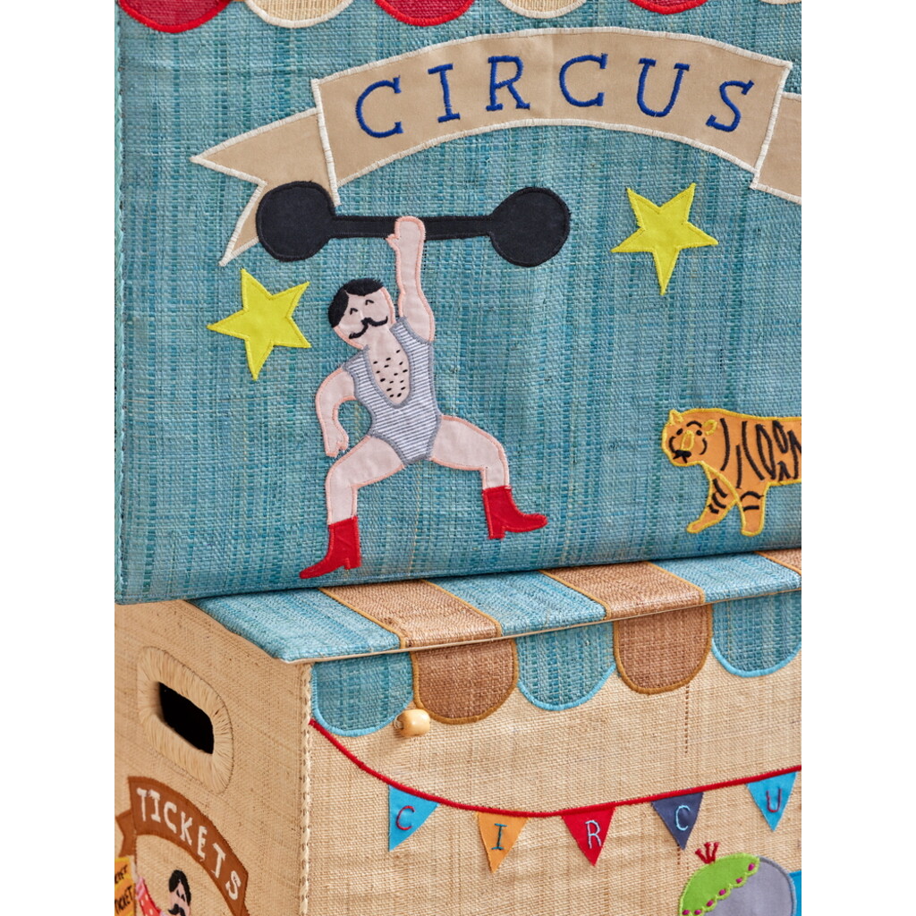 Raffia Aufbewahrungskorb Zirkus aus Bast, faltbar, z.B. für Spielzeug