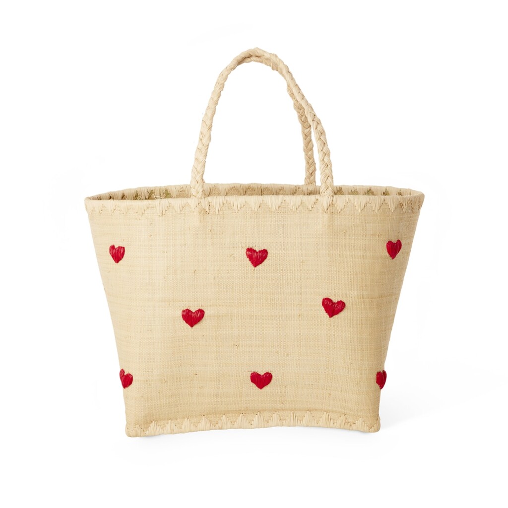 Raffia Tasche Herzchenmuster
