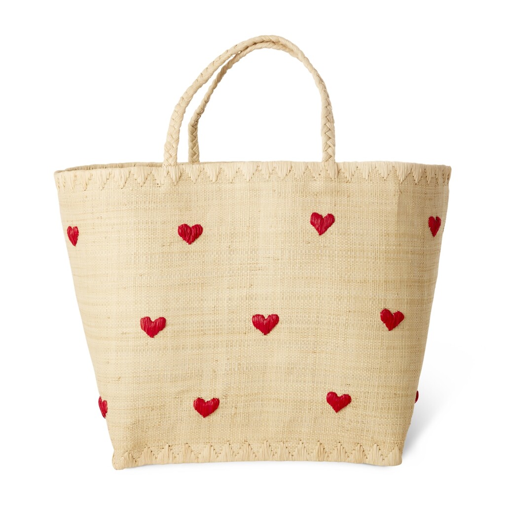 RICE Raffia Tasche Herzchenmuster online kaufen bei SKANDEKO