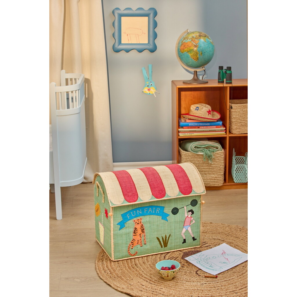 Raffia Spielzeugkörbe Jahrmarkt Mint – 3er-Set