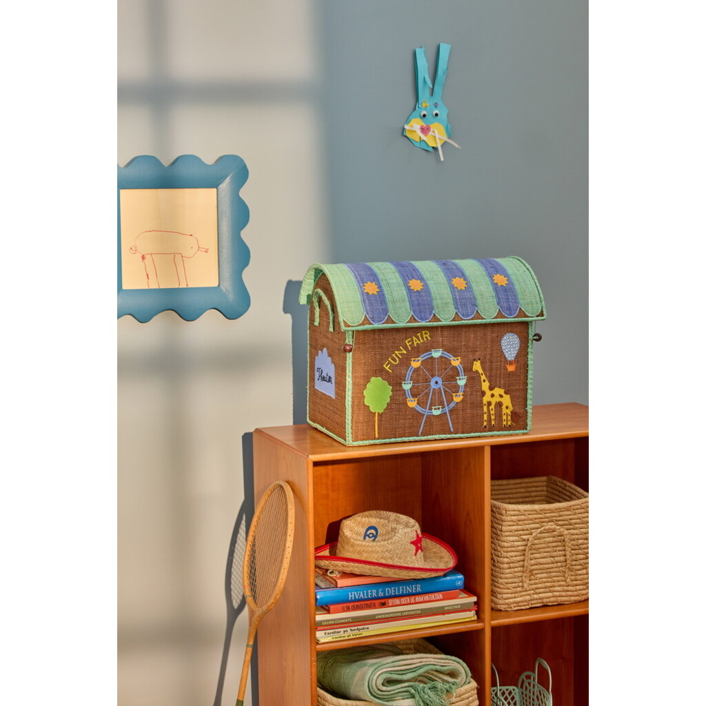Raffia Spielzeugkörbe Jahrmarkt Mint – 3er-Set