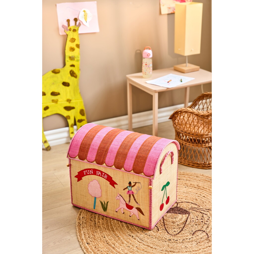 Raffia Spielzeugkörbe Fun Fair Pink – 3er-Set
