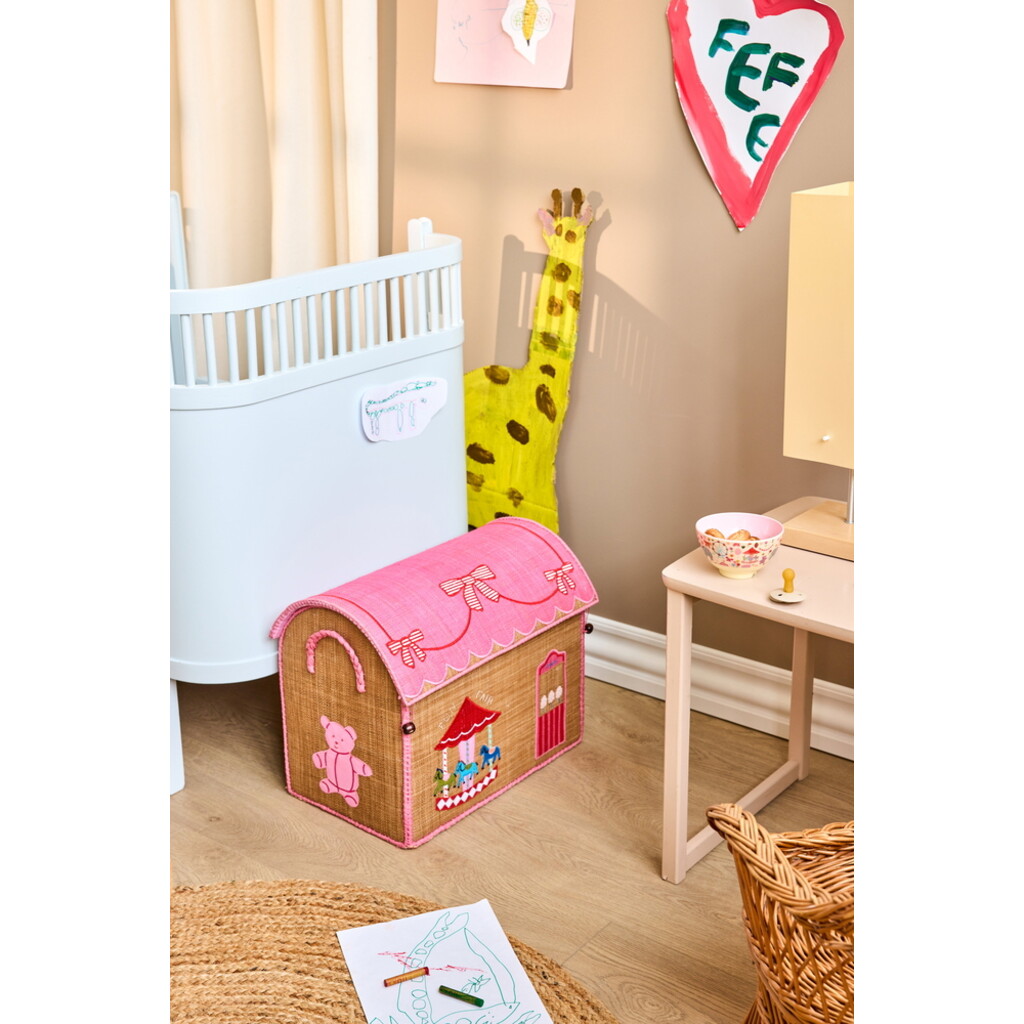 Raffia Spielzeugkörbe Fun Fair Pink – 3er-Set