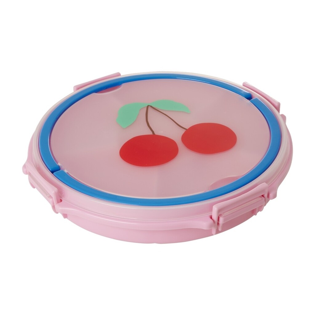 RICE Serviertablett mit Griff &amp;amp; Deckel Kirschen Pink - 6 Fächer Picnic Box online kaufen bei SKANDEKO (Ansicht 2)