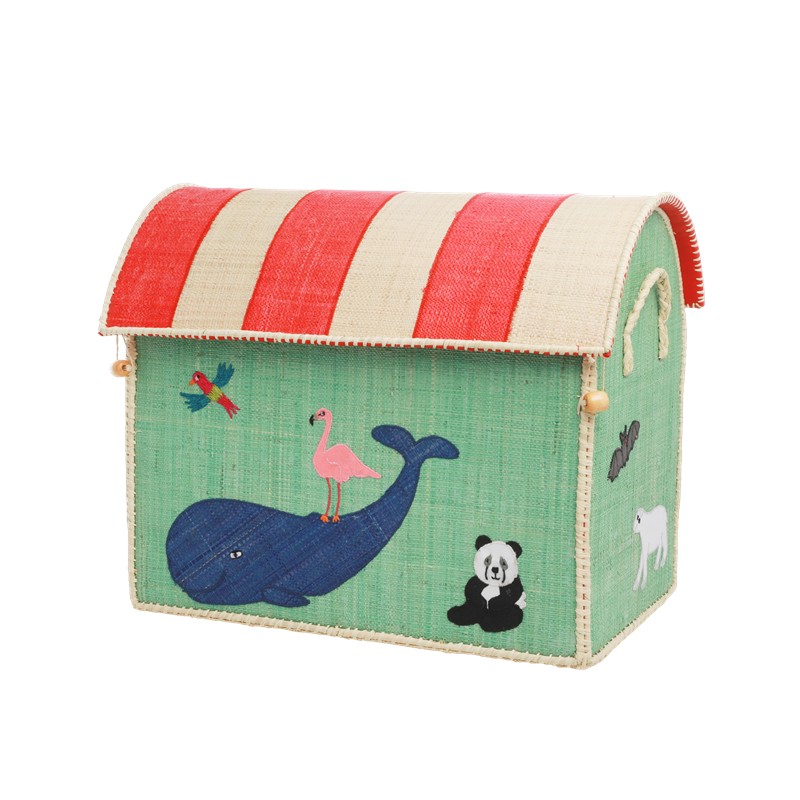 RICE Spielzeugkörbe Aufbewahrung Zootiere 3er Set