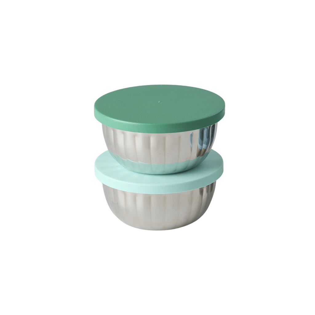 Kleine Edelstahl-Schale mit Deckel, 150 ml, 2er-Set