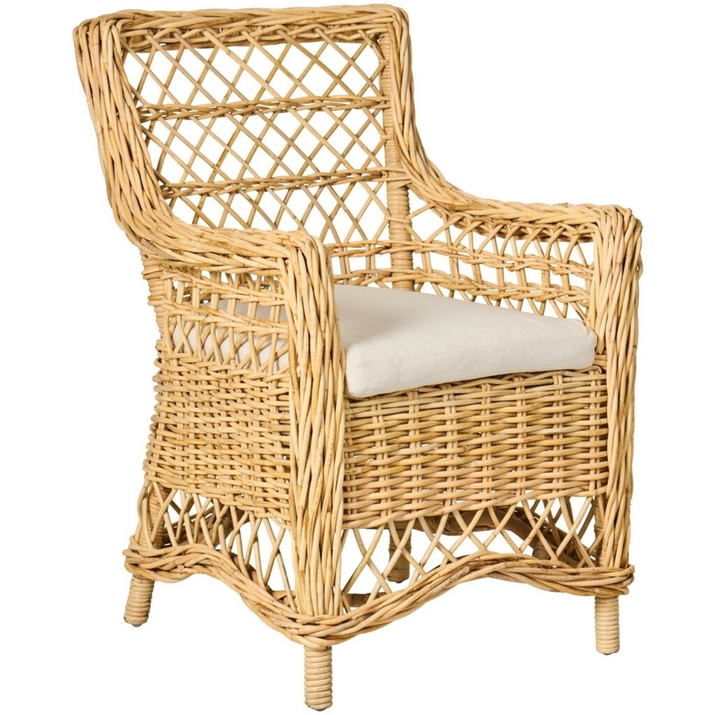 Stuhl aus Rattan mit Kissen
