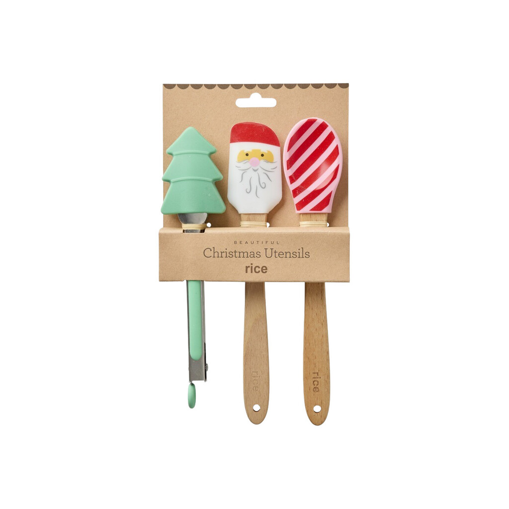 RICE Silikon-Teigschaber und Küchenzange im Weihnachtsdesign - 3er-Set online kaufen bei SKANDEKO