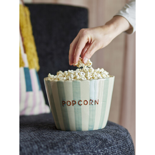 Impressionen zu Bloomingville Popcorn Schale Bunt – Handbemaltes Steingut im Hygge-Stil, Bild 1