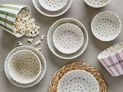 Impressionen zu Bloomingville Popcorn Schale Bunt – Handbemaltes Steingut im Hygge-Stil, Bild 5